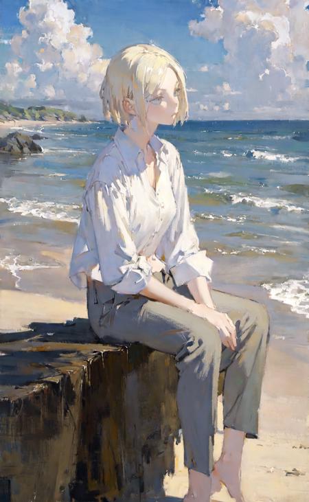 118881-2843850442-masterpiece, best quality, beautiful oil painting illustration, 1girl, short platinum blonde hair, shirt, trousers, relaxing at.png